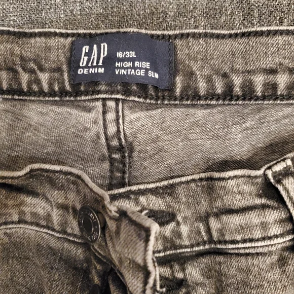 Gap High Rise Vintage Slim Jeans Black Wash 16/33L $70 NWT - Picture 6 of 7